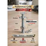 akatsuki Paslanmaz Çelik Civata + Somun + Rondela Seti (M8X35Mm) – 10 Adet