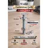 akatsuki Paslanmaz Çelik civata + Somun + Rondela Seti (M8x40mm) – 10 Adet