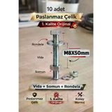 akatsuki Paslanmaz Çelik civata + Somun + Rondela Seti (M8x50mm) – 10 Adet