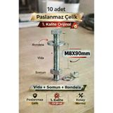 akatsuki Paslanmaz Çelik Civata + Somun + Rondela Seti (M8X90Mm) – 10 Adet