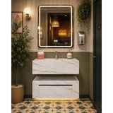 Akay Dizayn Porselen Banyo Lavabosu - Beyazgri K02 - Gri - Beyaz - 100cm