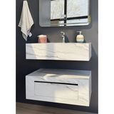 Akay Dizayn Porselen Banyo Lavabosu - Beyazgri K02 - Gri - Beyaz - 80cm