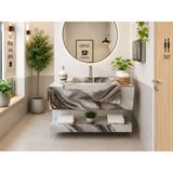 Akay Dizayn Porselen Banyo Lavabosu - Beyazsiyahsarı L13 - 90 cm