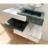 Akay Dizayn Porselen Banyo Lavabosu - Beyazyeşil L07 - Beyaz - Yeşil - 80 cm