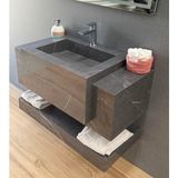Akay Dizayn Porselen Banyo Lavabosu - Gri Dumanlı L02 - 90 cm