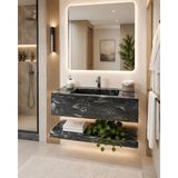 Akay Dizayn Porselen Banyo Lavabosu - Gri L11 - Gri - Beyaz - 80 cm