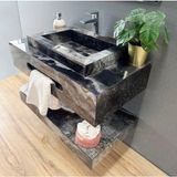 Akay Dizayn Porselen Banyo Lavabosu - Siyah L05 - 90 cm
