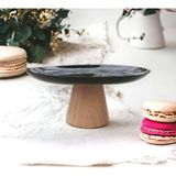Akayev Ahşap Konik Ayaklı Siyah 25 Cm Sunumluk, Kek Ve Pasta Standı Meyvelik