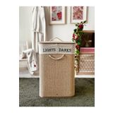 Akayev Beige Hasır 2 Bölmeli Çamaşır Sepeti (Yükseklik 60CM)