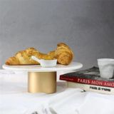 Akayev Mermer 28 cm Metal Ayaklı Beyaz Yuvarlak Sunum Tabağı