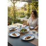 Akayev Porselen Vintage Blue 5 Parça Salata Kayık Servis Takımı Servis Takımı - Mavi