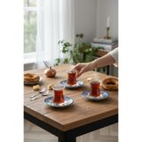 Akayev Porselen Vintage Blue 6 Parça Çay Tabağı