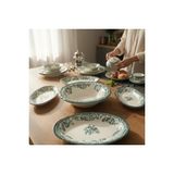 Akayev Porselen Vintage Green 5 Parça Salata Kayık Servis Takımı - Çok Renkli
