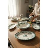 Akayev Porselen Vintage Green 5 Parça Salata Kayık Servis Takımı - Yeşil