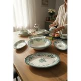 Akayev Porselen Vintage Green 5 Parça Salata Kayık Servis Takımı