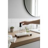 Akayev Traverten 23X12 cm Ahşap Boncuk Ayaklı Yağdanlık ve Sıvı Sabunluk Standı - Ekru