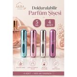 AKBA HOME Doldurulabilir Parfüm Şişesi 5 ml 4’lü Set Taşınabilir Mini Atomizer Sprey Seyahat Boy