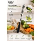 AKBA HOME Jülyen Soyacak Paslanmaz Çelik Sebze Meyve Soyacağı Çift Fonksiyonlu Doğrayıcı