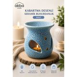 AKBA HOME Kabartma Desenli Seramik Buhurdanlık Dekoratif Tealight Mumluk Oda Kokusu Difüzörü