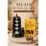 AKBA HOME Seramik Şelale Geri Akış Tütsülük Seti – 10 Adet HEM Palo Santo Backflow Konik Tütsü