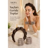 AKBA HOME Yüz Yıkama Taç ve Bileklik Seti, Makyaj Tacı, Saç Bandı, Havlu Bileklik, Spa Bakım Seti