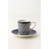 AKBELL İ GROUP Porselen Etnik Desen 6 Kişilik Fincan Takımı, Lacivert, 37 cl, 12+ Parça