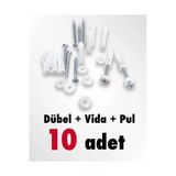 Akbelli Group Korniş Montaj Seti Dübel + Vida + Pul (10 Adet)