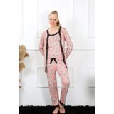 Akbeniz 16103 Somon 3'lü Sabahlık Kadın Pijama Takım