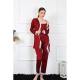 Akbeniz 16108 Bordo 3'lü Kadın Sabahlık Takım