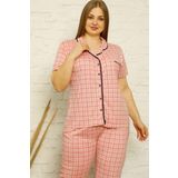 Akbeniz 202126 Pamuklu Cepli Kısa Kol Büyük Beden Kadın Pijama Takım