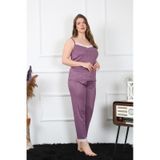 Akbeniz 202195 Mürdüm Büyük Beden Askılı Kadın Pijama Takım