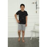 Akbeniz 20392 Siyah Erkek Çocuk Penye Şortlu Pijama Takım