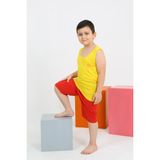 Akbeniz 20434 Sarı Erkek Çocuk Sıfır Kol Şortlu Beyaz Penye Pijama Takımı