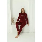 Akbeniz 20624 Kadife Bordo Kadın Pijama Takım