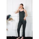 Akbeniz 4135 Yeşil Ekoseli Kadın Pijama Takımı
