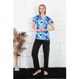 Akbeniz 4142 Saks Penye Kısa Kol Kadın Pijama Takım