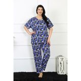 Akbeniz 75010 Saks Büyük Beden Kısa Kol Kadın Pijama Takım