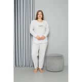 Akbeniz 808050 Beyaz Welsoft Polar Büyük Beden Kadın Pijama Takımı
