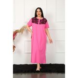 Akbeniz Big Dantelli Kısa Kol Fuşya Anne Gecelik 1348 - XL