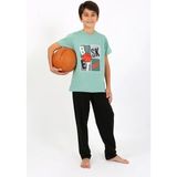 Akbeniz Erkek Çocuk Kısa Kol Penye Pijama Takım 20758 Suyeşili - 7 - 8 - Su Yeşili