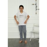 Akbeniz Erkek Çocuk Penye Pijama Takım 20390 - Beyaz - 5-6 Yaş