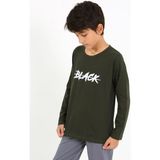 Akbeniz Erkek Çocuk Uzun Kol Penye Pijama Takım 20437 Haki - 9 - 10