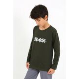 Akbeniz Erkek Çocuk Uzun Kol Penye Pijama Takım 20437 Haki