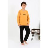 Akbeniz Erkek Çocuk Uzun Kol Penye Pijama Takım 20438 Sarı - 9 - 10