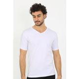 Akbeniz Erkek Likralı V Yaka Beyaz T-Shirt 65700