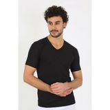 Akbeniz Erkek Likralı V Yaka Siyah T-shirt 65700