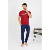 Akbeniz Erkek Pamuk Kısa Kol Pijama Takım Bordo 6875 - XL