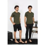 Akbeniz Erkek Penye Haki 3'lü Pijama Takımı 6848