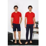 Akbeniz Erkek Penye Kırmızı 3'lü Pijama Takımı 6848