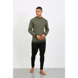 Akbeniz Erkek Uzun Kol Manşetli Paça Penye Pijama Takımı 6870 Haki